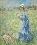 Femme cueillant des Fleurs oil on canvas painting by Pierre-Auguste Renoir Auguste renoir
